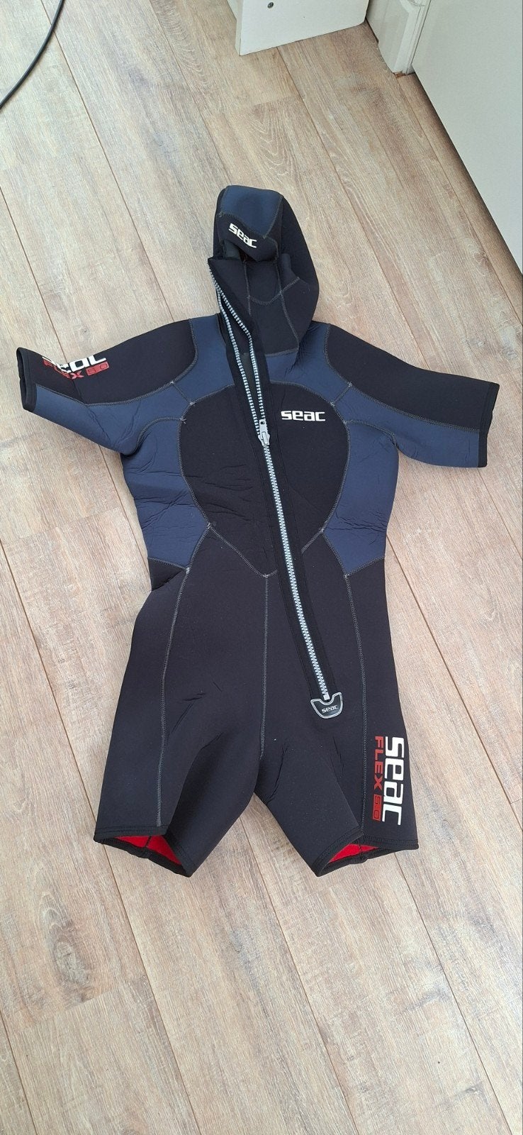 SEAC Warmflex Duikpak LT shorty met kap en long- 1.86m, 84kg, Ophalen of Verzenden, Gebruikt, Duikpak