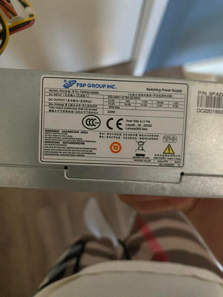 FSP Group FSP220-50SBV 220W Voeding (PSU) voor Acer, Computers en Software, Interne voedingen, Gebruikt, Ophalen of Verzenden
