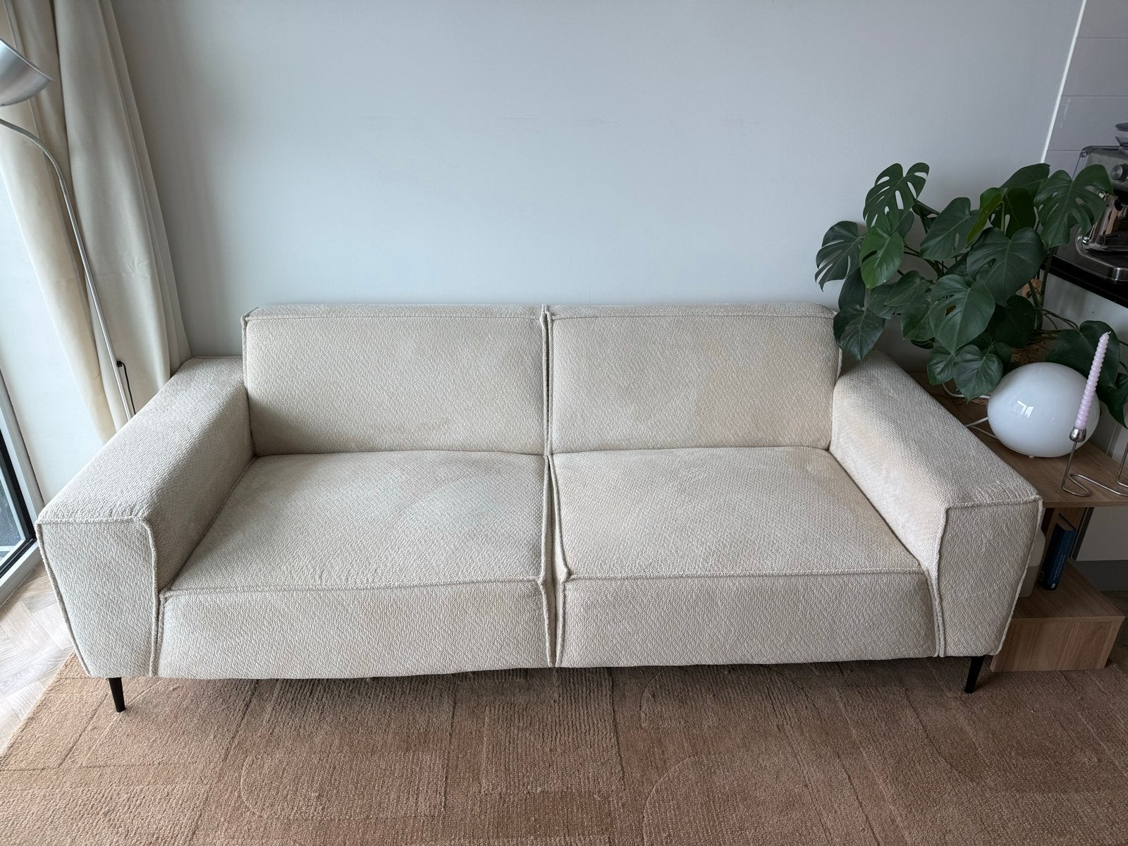 Zo goed als nieuw: 3-zitsbank Romy (Leen Bakker) – Beige, Huis en Inrichting, Ophalen, Driepersoons, 75 tot 100 cm, Zo goed als nieuw