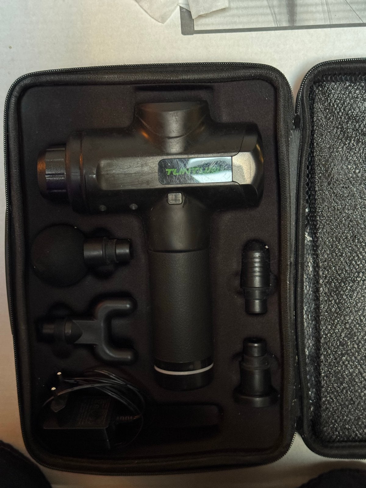 Massage Gun met Verschillende Opzetstukken en Draagtas, Ophalen of Verzenden, Zo goed als nieuw, Apparaat