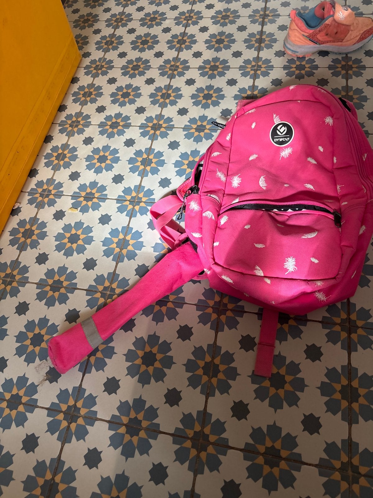 Roze hockey rugzak met verenprint - Brabo, Sport en Fitness, Ophalen of Verzenden, Gebruikt