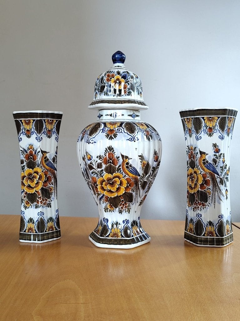 Compleet 3-delig Delfts Polychroom kaststel-Holland Handwerk, Antiek en Kunst, Antiek | Keramiek en Aardewerk, Ophalen