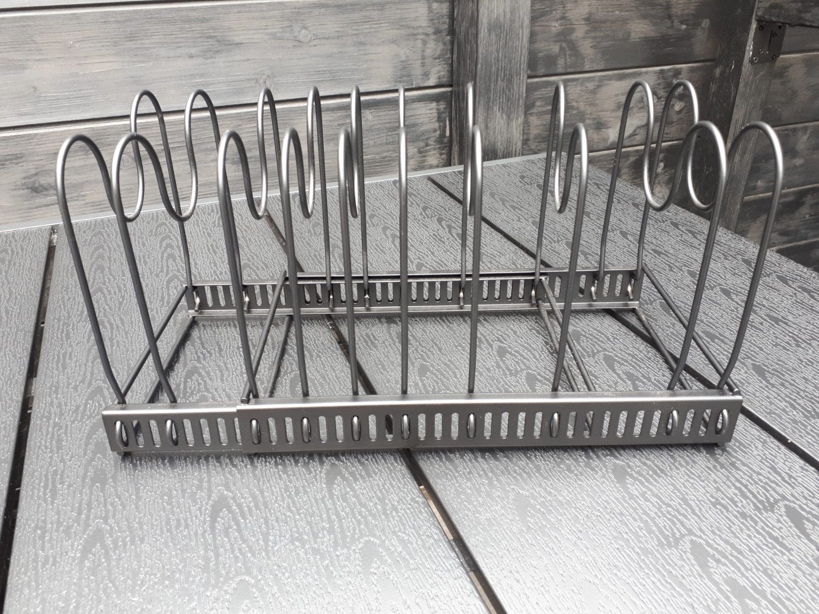 Zwart metalen bordenrek uitschuifbaar, Ophalen, Zo goed als nieuw