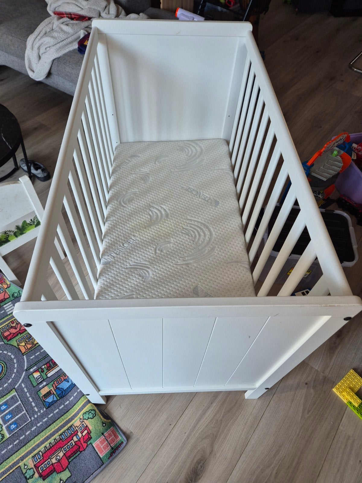 Wit ledikant met matras - Puck HR30 Tencel, Ophalen, Gebruikt, Ledikant