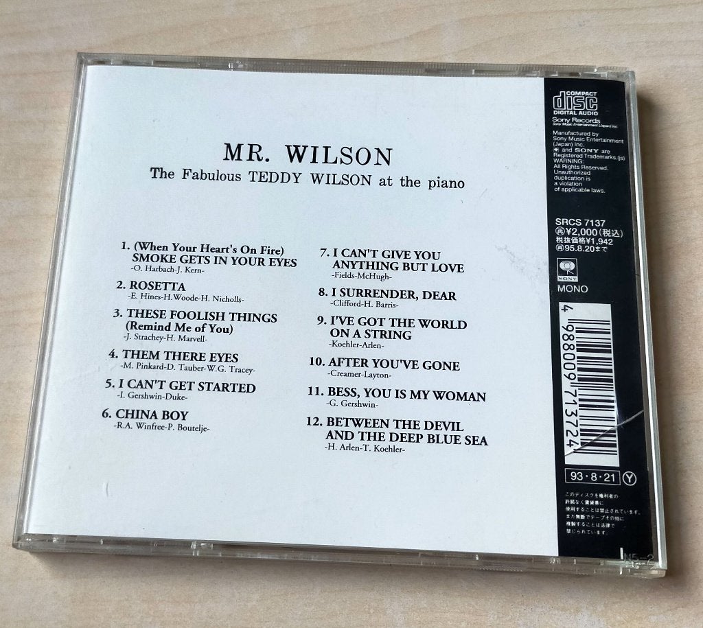 Teddy Wilson - Mr. Wilson CD 1993 Japan, Cd's en Dvd's, Ophalen of Verzenden, Gebruikt, Jazz
