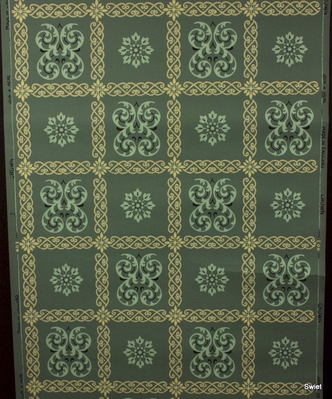 8133 groen vintage 50s grafisch tegelbehang van swiet, Ophalen of Verzenden, Zwart