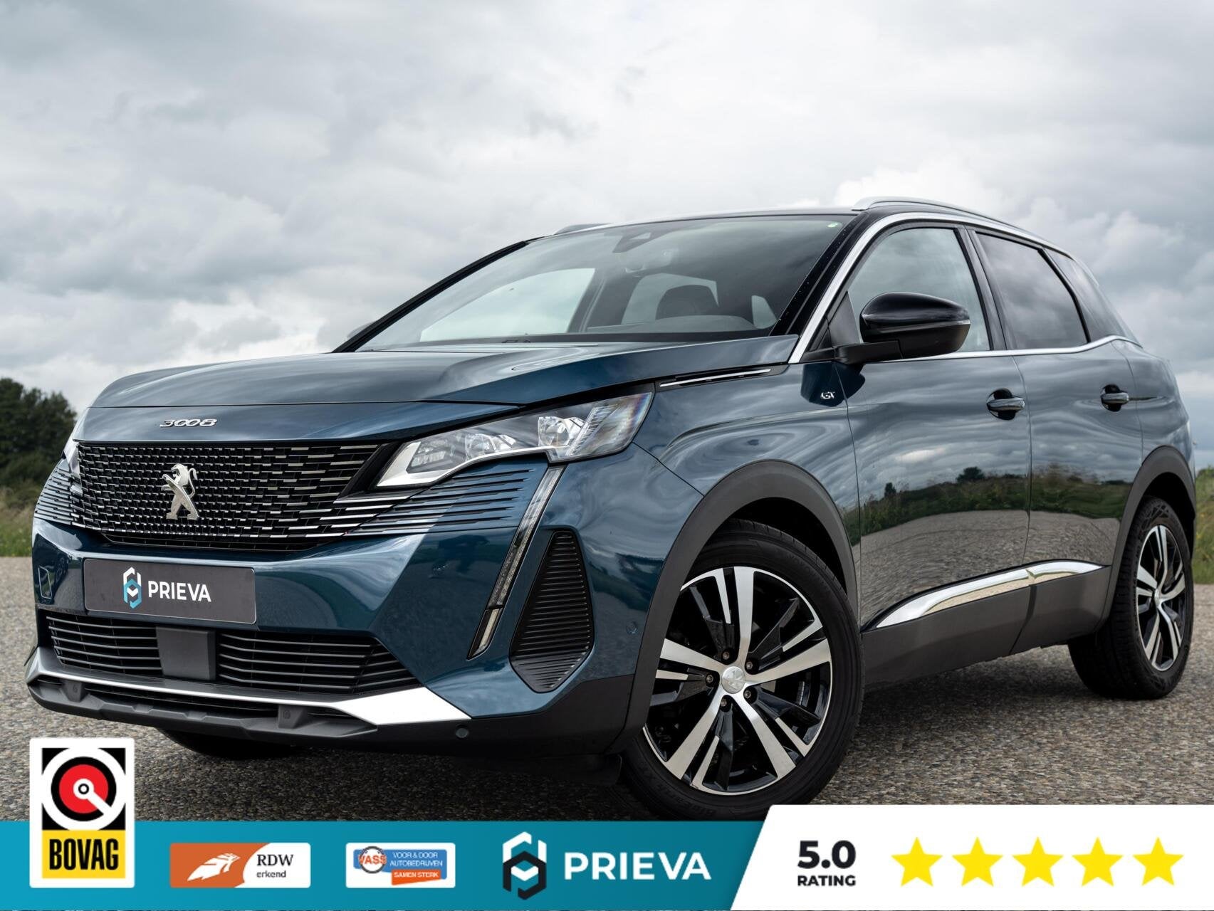 Peugeot 3008 GT 1.2 PureTech 130PK Automaat GT Pack | Dealer, Auto's, Gebruikt, 1199 cc, 129 pk, Blauw