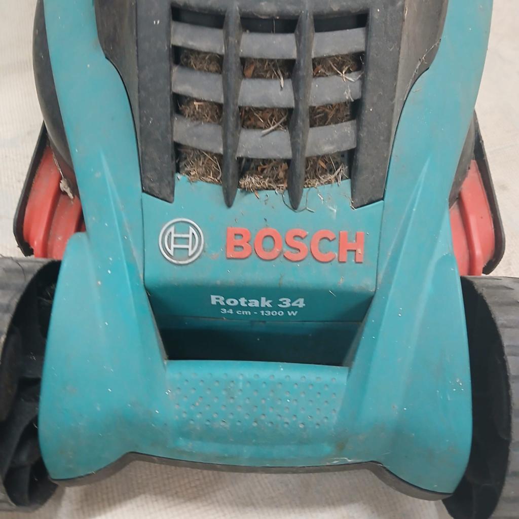 Bosch Rotak 34 elektrische grasmaaier - 1300W, Cirkelmaaier, Elektrische grasmaaier, Ophalen of Verzenden, Zo goed als nieuw