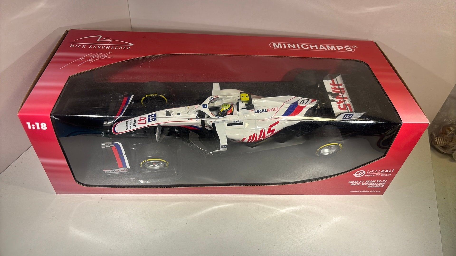 F1 haas vf-21 mick Schumacher bahrain minichamps 1.18, Ophalen of Verzenden, MiniChamps, A, A