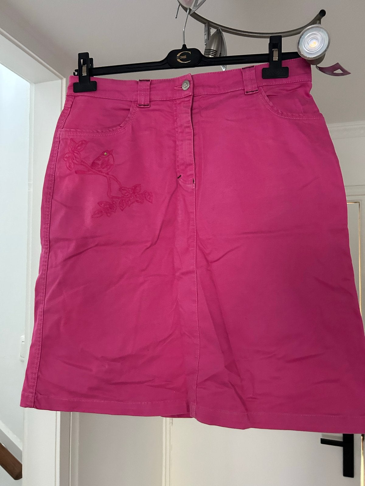 Oilily roze rok met vogelborduursel - Maat 40, Maat 38/40 (M), Ophalen of Verzenden, Zo goed als nieuw, Knielengte