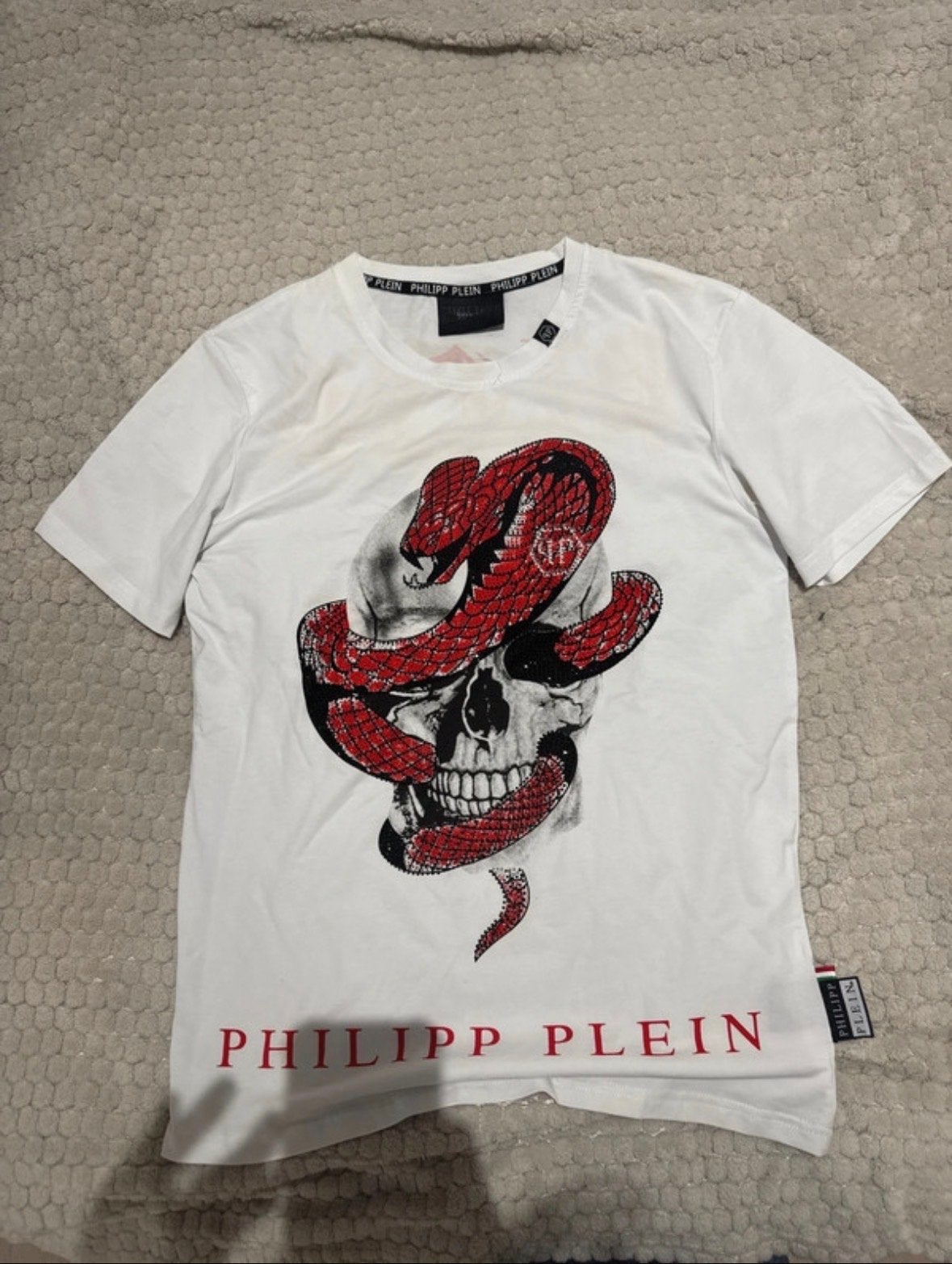 Philipp Plein T-shirt met schedel en slang print, Ophalen of Verzenden, Gedragen, Maat 56/58 (XL), Wit