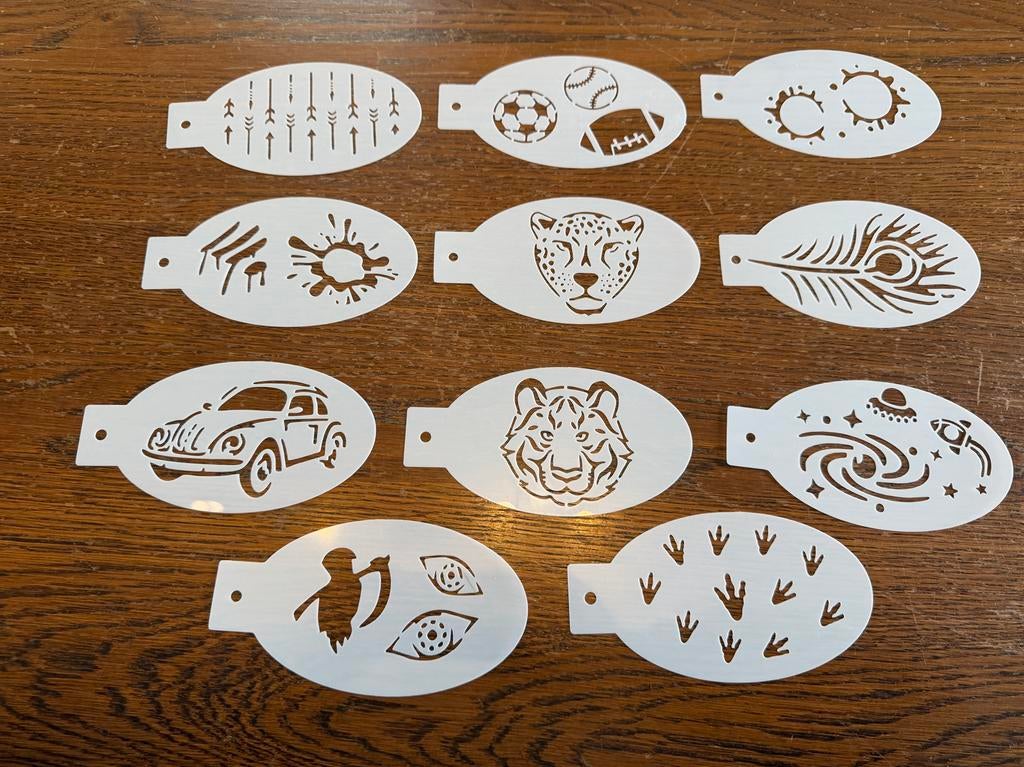 11 Schmink / Glittertattoo Sjablonen voor Jongens, Dieren, Nieuw, Ophalen of Verzenden, Kunststof