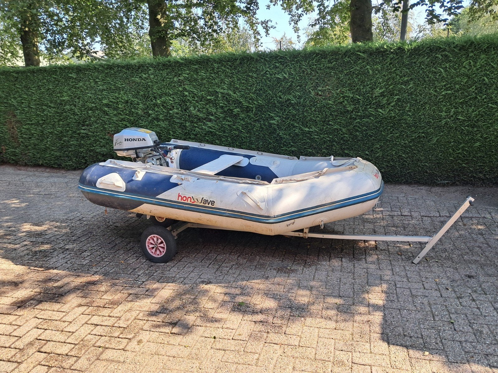 Rubber bootje met honda motor, Ophalen, Gebruikt, Motor en Techniek, Motorboot