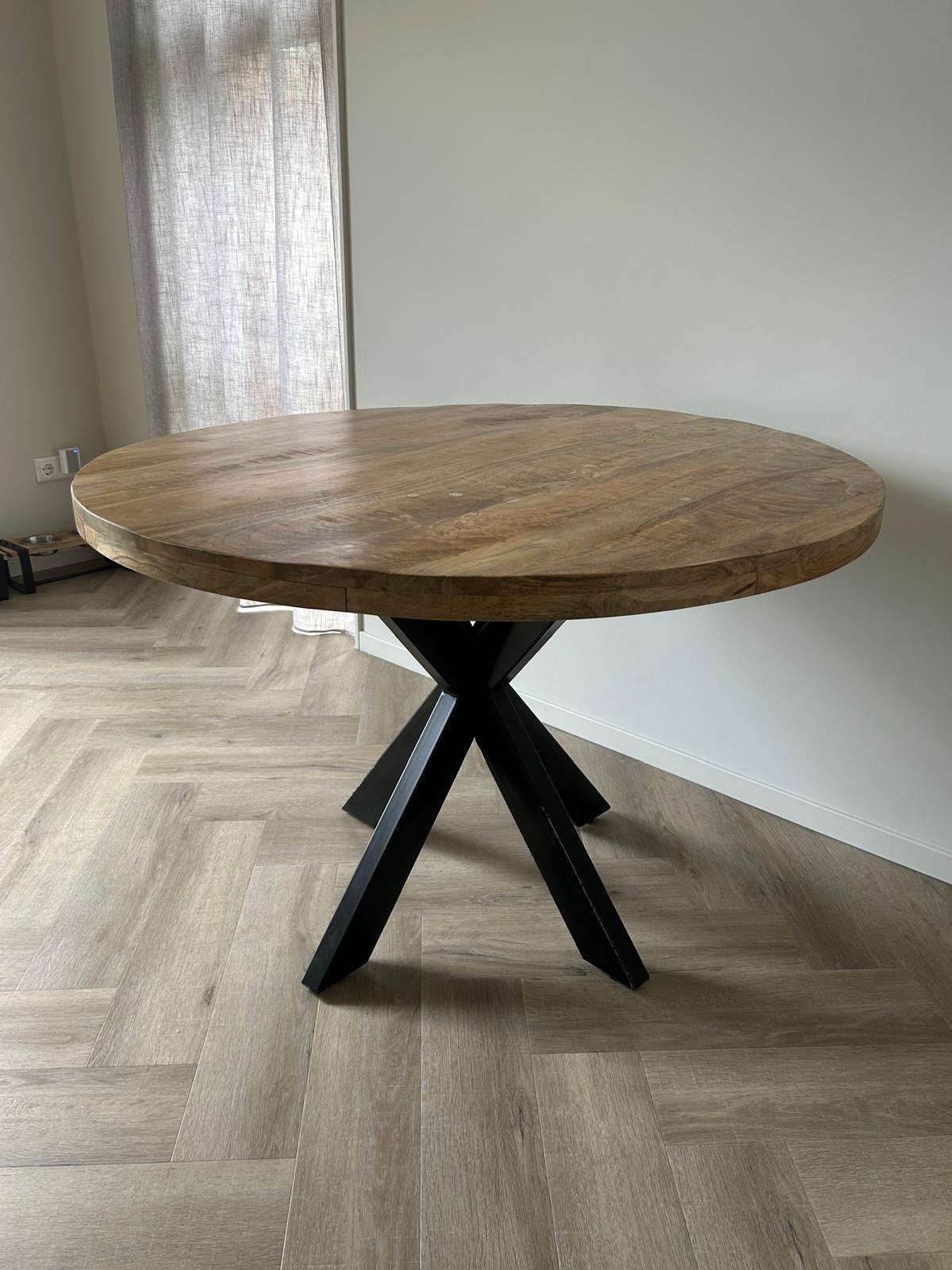 Eettafel, Huis en Inrichting, Ophalen, 100 tot 150 cm, Rond, Zo goed als nieuw