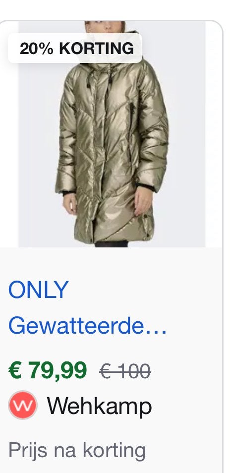 ONLY Gewatteerde Metallic Jas - Maat L, Kleding | Dames, Ophalen of Verzenden, Nieuw, Maat 42/44 (L), Overige kleuren