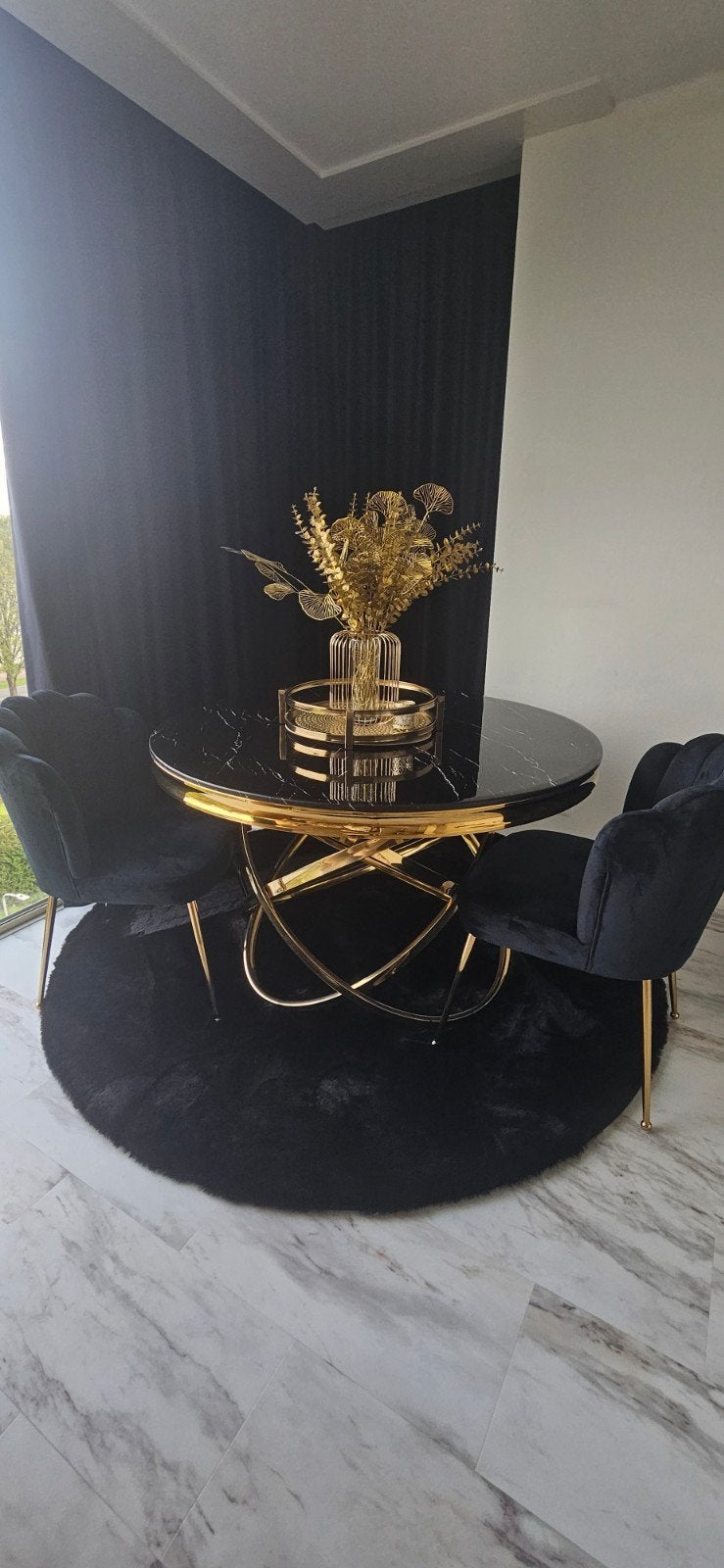 Eettafel met 2 stoelen en 2 salontafels marmeren blad, Huis en Inrichting, Gebruikt, Rond, Tot twee personen, Ophalen of Verzenden