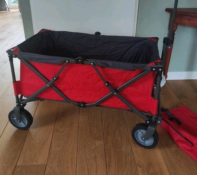 Opvouwbare bolderkar als nieuw rood tot 80 kg, Ophalen, Opvouwbaar, Zo goed als nieuw