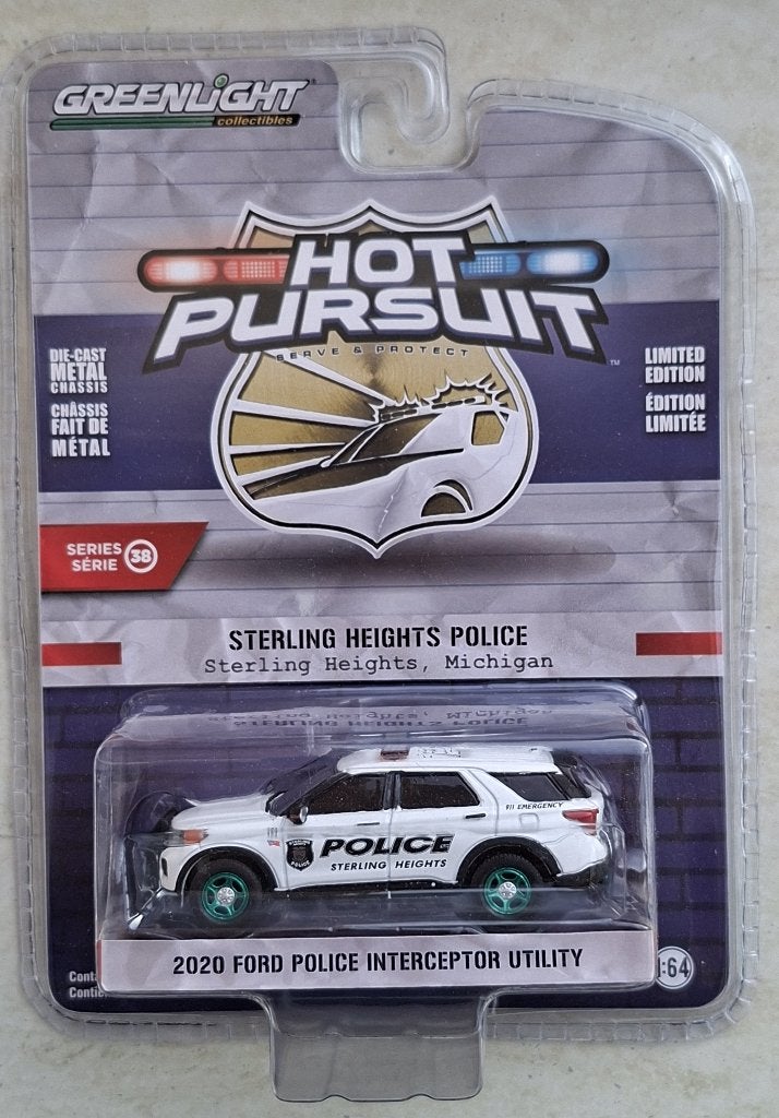 2020 Ford Police Utility Greenlight 1/64 Chase Sterling Mich, Ophalen of Verzenden, Nieuw, Auto