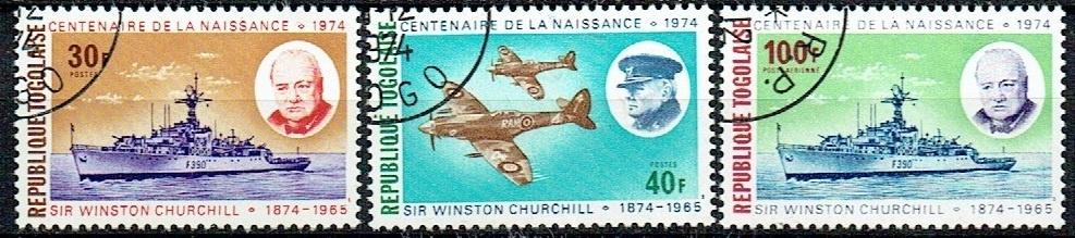 Togo 1974 Herdenking Sir Winston Churchill Kruiser Vliegtuig, Verzenden, Gestempeld, Vliegtuigen