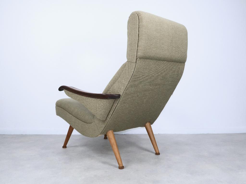 fauteuil lounge hout stof zeer mooie originele staat 50s 60s, Ophalen, Gebruikt, -, -