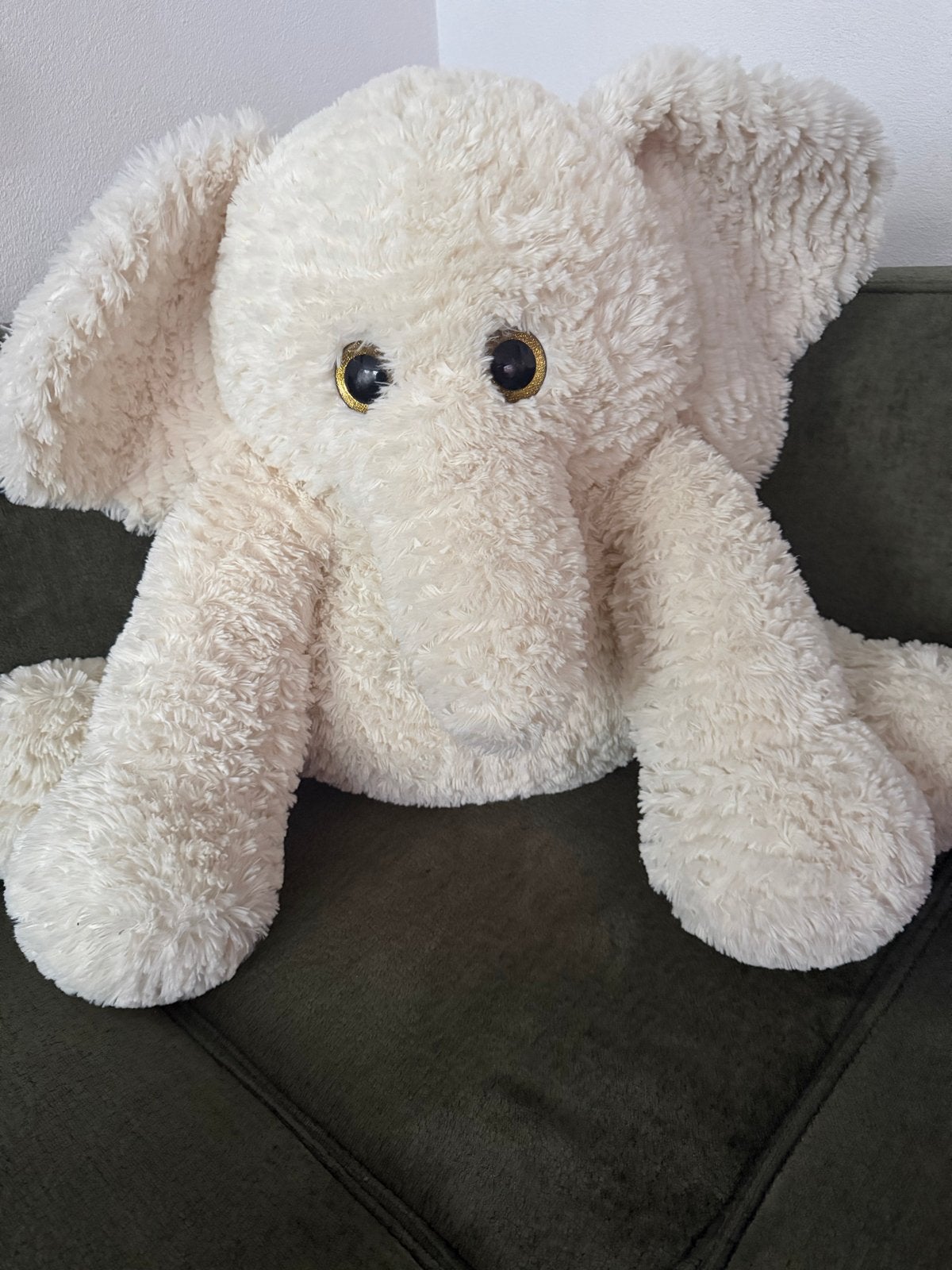 Grote zachte pluche olifant - Crèmekleurig knuffeldier, Ophalen of Verzenden, Zo goed als nieuw, Middelgroot (20 tot 80 cm), Olifant