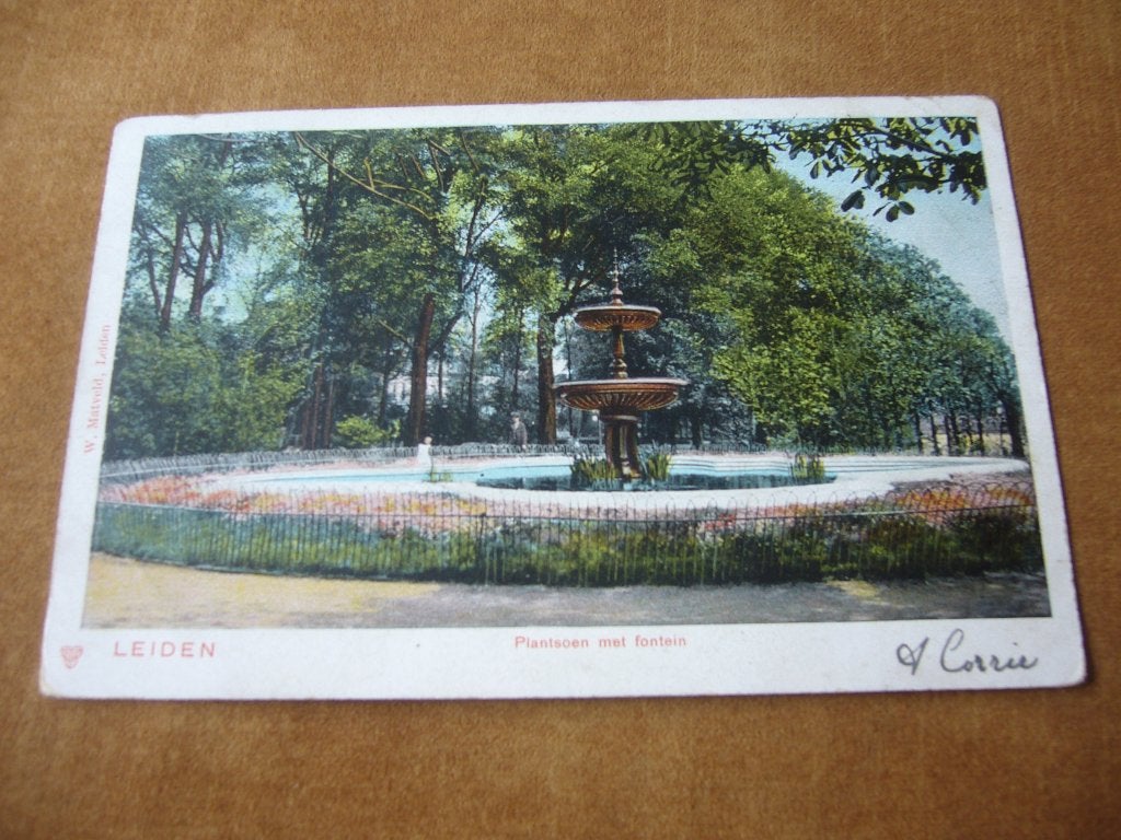LEIDEN  =  PLANTSOEN MET FONTEIN BRIEFKAART  1903, Verzenden, Voor 1920, Gelopen, Zuid-Holland