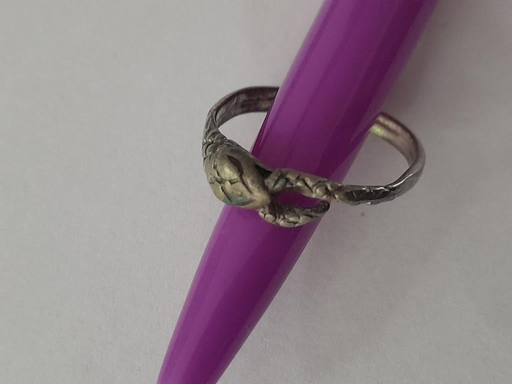 Vintage ring in vorm slang, Sieraden, Tassen en Uiterlijk, Ringen, Ophalen of Verzenden, Kleiner dan 17, Zilver, Dame