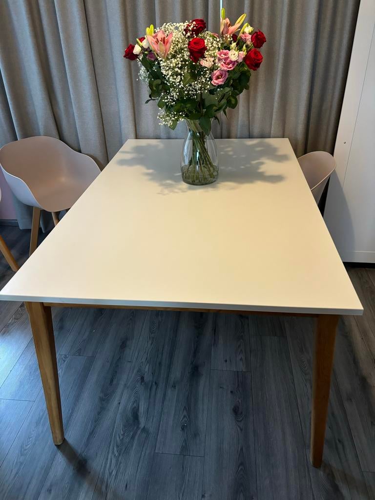 Eikenkleurige tafel 166x105 cm, 100 tot 150 cm, Ophalen of Verzenden, Zo goed als nieuw, Vijf personen of meer