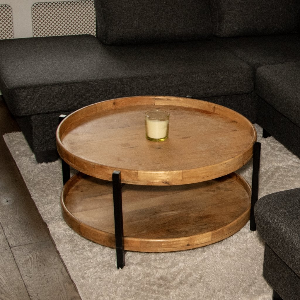 Ronde salontafel met twee niveaus, Gebruikt, 50 tot 100 cm, Modern, Industrieel, Rond