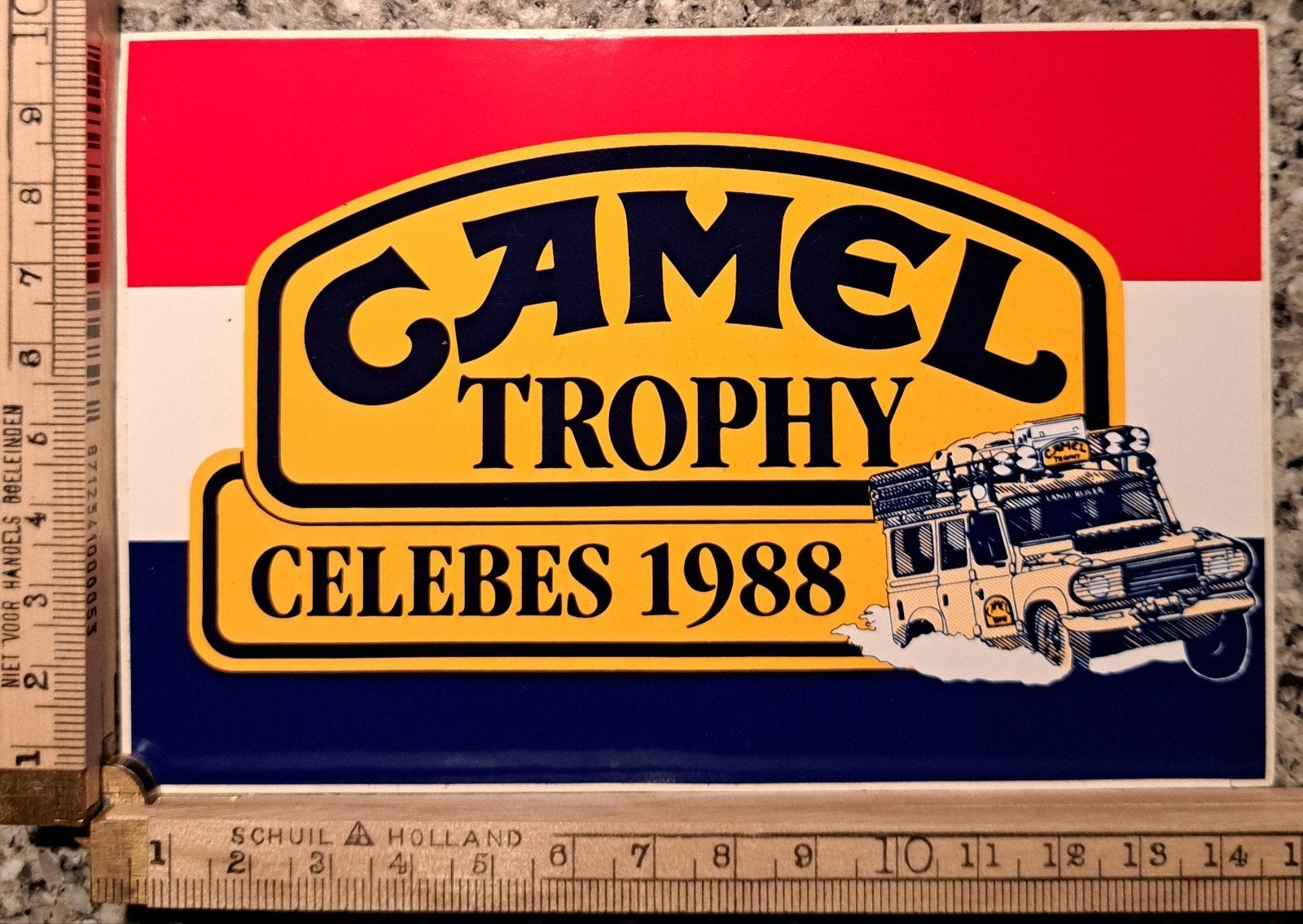 Vintage sticker Camel Trophy Celebes 1988 merk logo tabak, Verzamelen, Ophalen of Verzenden, Zo goed als nieuw