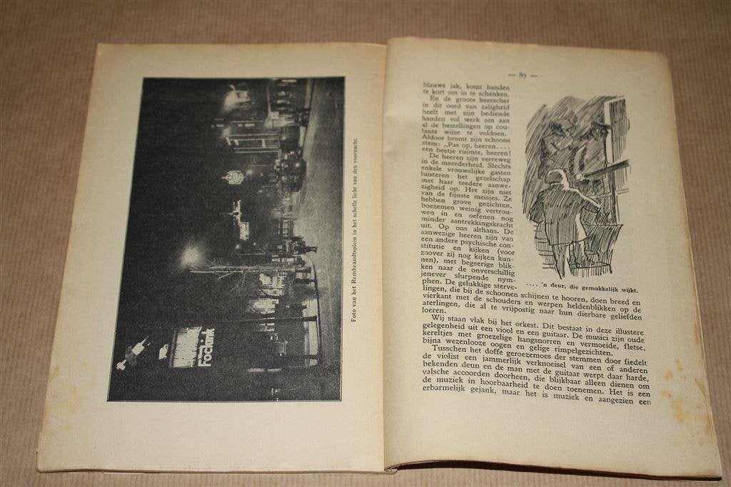 Amsterdam bij nacht. Oude uitgave 1925., Ophalen of Verzenden, Gelezen
