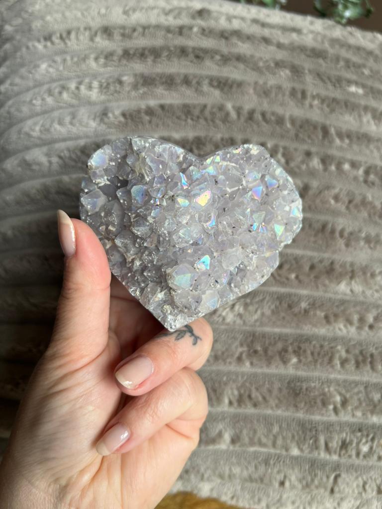 Groot amethist hart angel aura, Ophalen of Verzenden