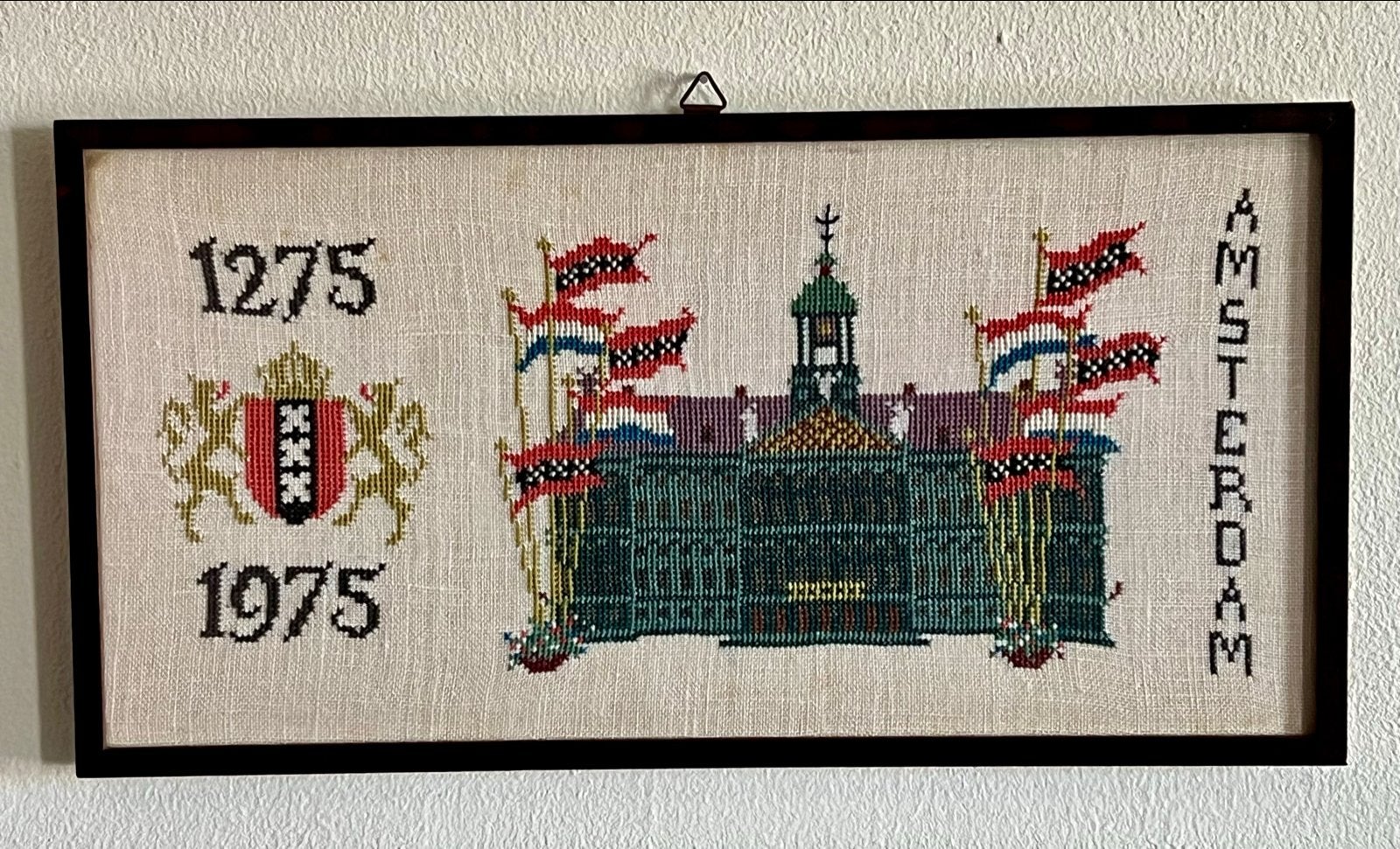 Vintage Borduurwerk Amsterdam 500 Jaar Jubileum 1275-1975, Ophalen of Verzenden, Gebruikt