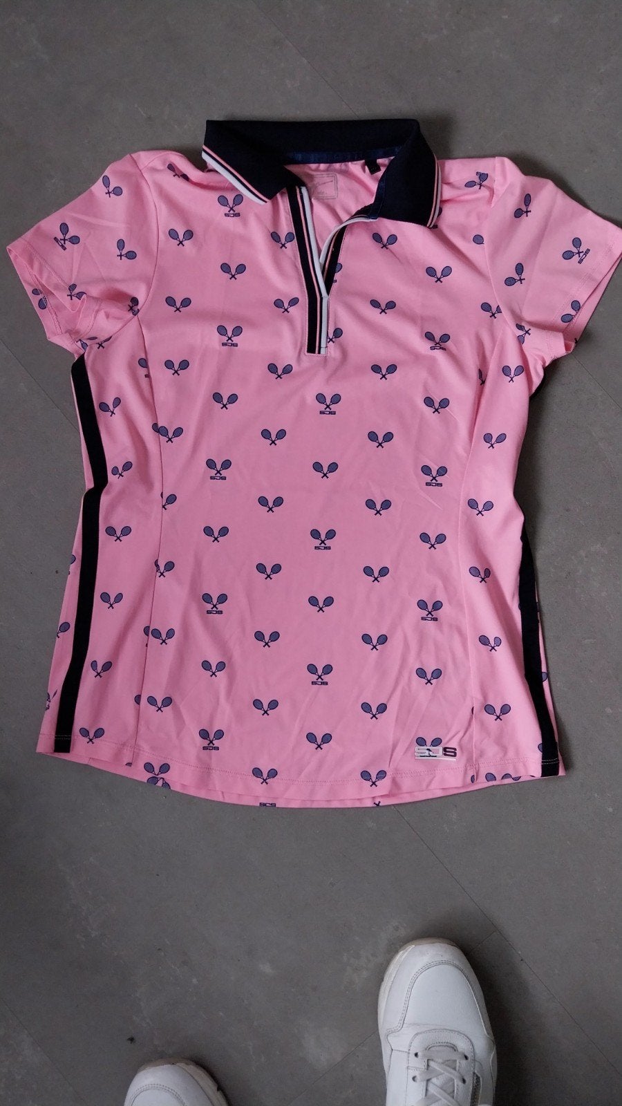 Sjeng roze met blauwe tennisrackets, maat L, Ophalen of Verzenden, Zo goed als nieuw, Kleding, Overige merken