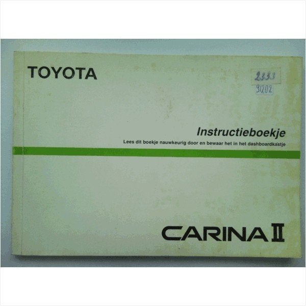 Toyota Carina II Instructieboekje 1988 #2 Nederlands, Ophalen of Verzenden