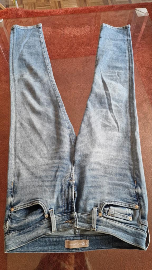 For all 7 mankind stretch broek 29, Ophalen of Verzenden, Zo goed als nieuw, Blauw, W28 - W29 (confectie 36)