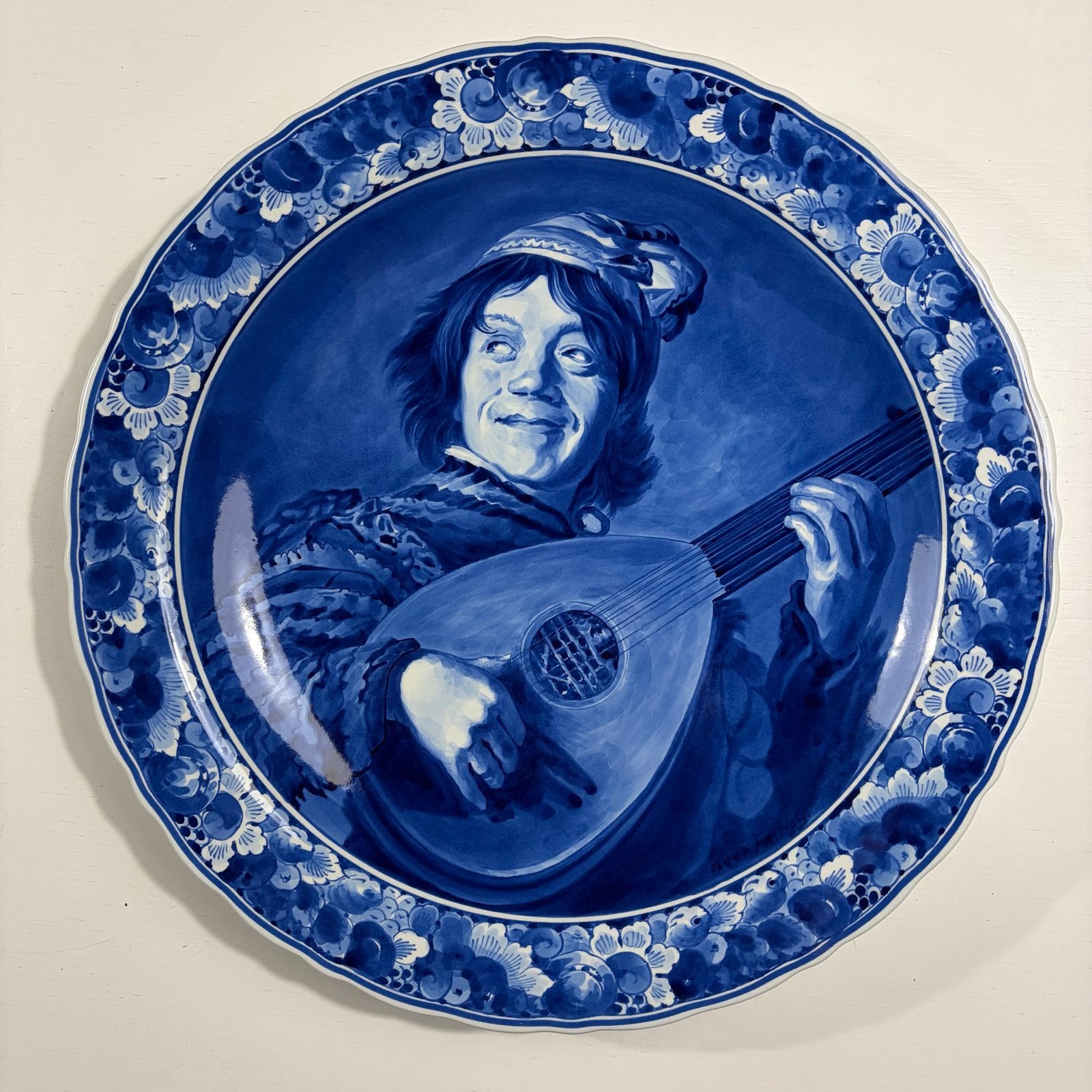 Delfts Blauw wandbord De Luitspeler, De Porceleyne Fles 1972, Antiek en Kunst, Ophalen of Verzenden