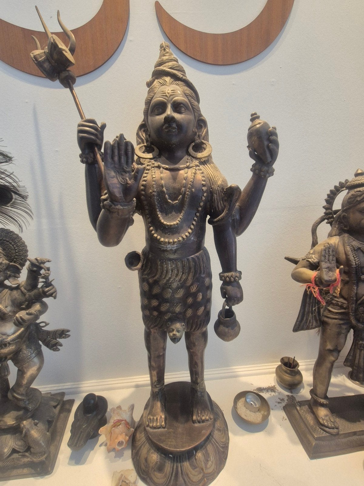 Bronzen beeld van Shiva, Hindoeïstische godheid, Antiek en Kunst, Ophalen, Gepatineerd, 50 - 100 cm, Brons