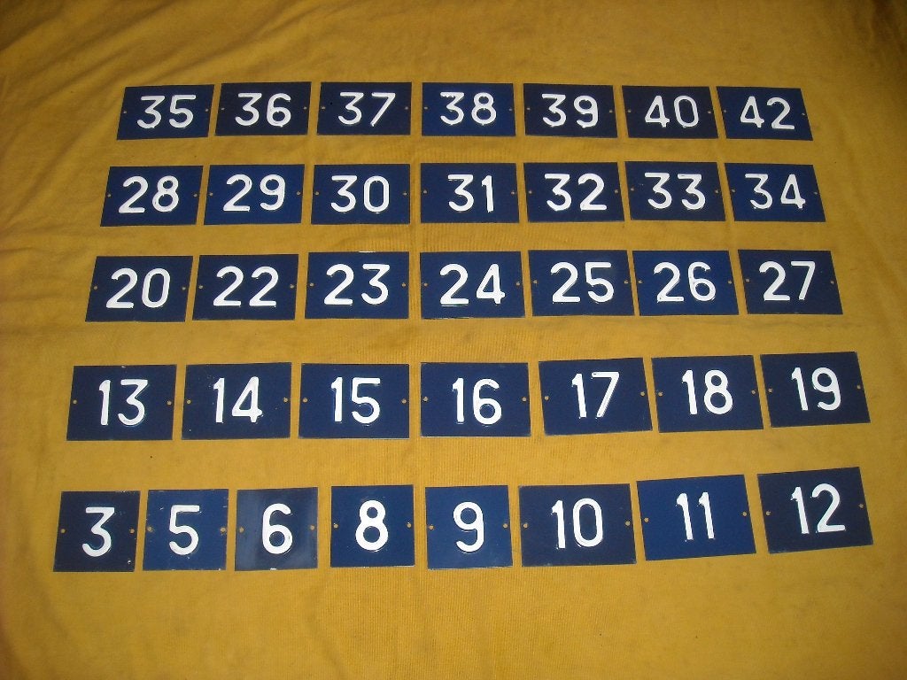 oud blauw huisnummer 3 5 6 8 9 10 11 12 14 15 16 17 18 19 20, Antiek en Kunst, Ophalen of Verzenden