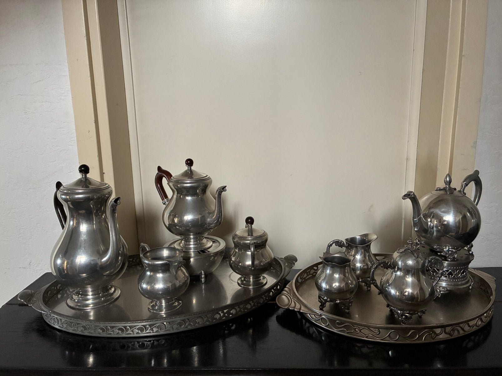 Zilver tin 2 koffie/ theeserviezen allen gestempeld, Antiek en Kunst, Verzenden