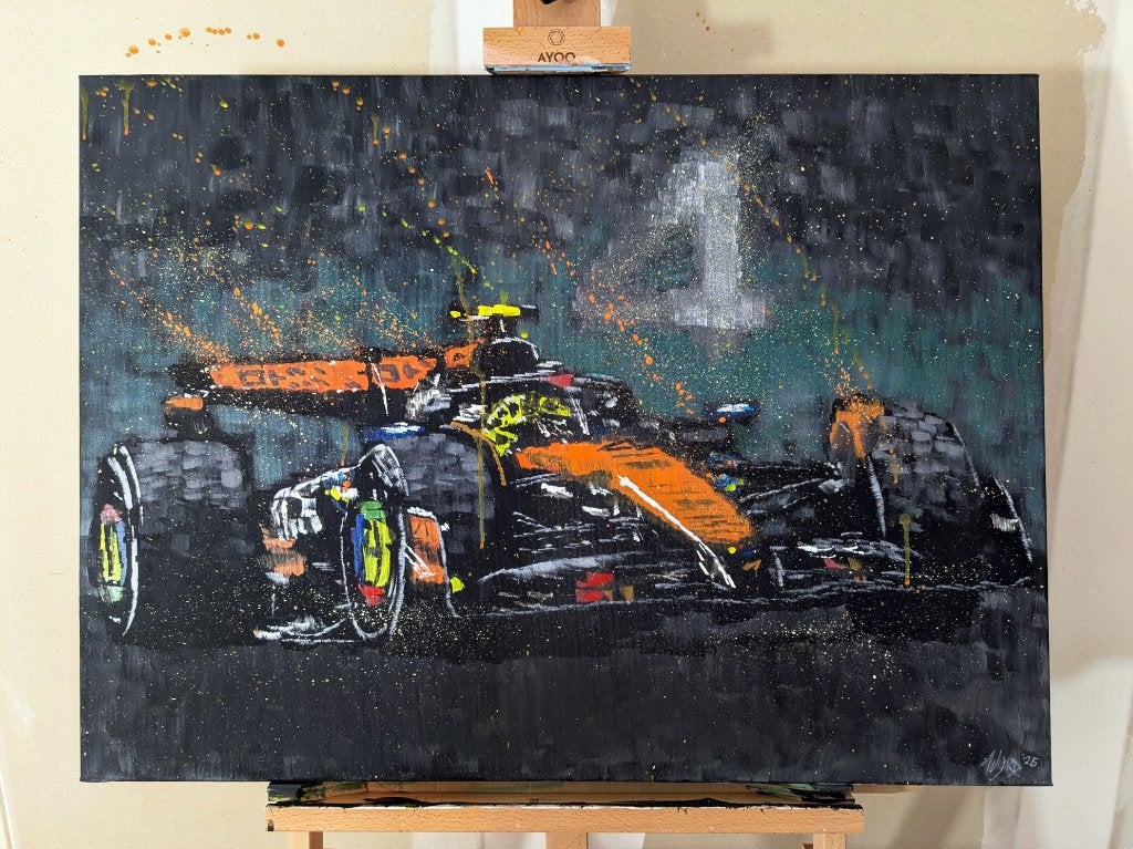 Lando Norris Formule 1 origineel schilderij gesigneerd, Ophalen of Verzenden, Nieuw, Formule 1