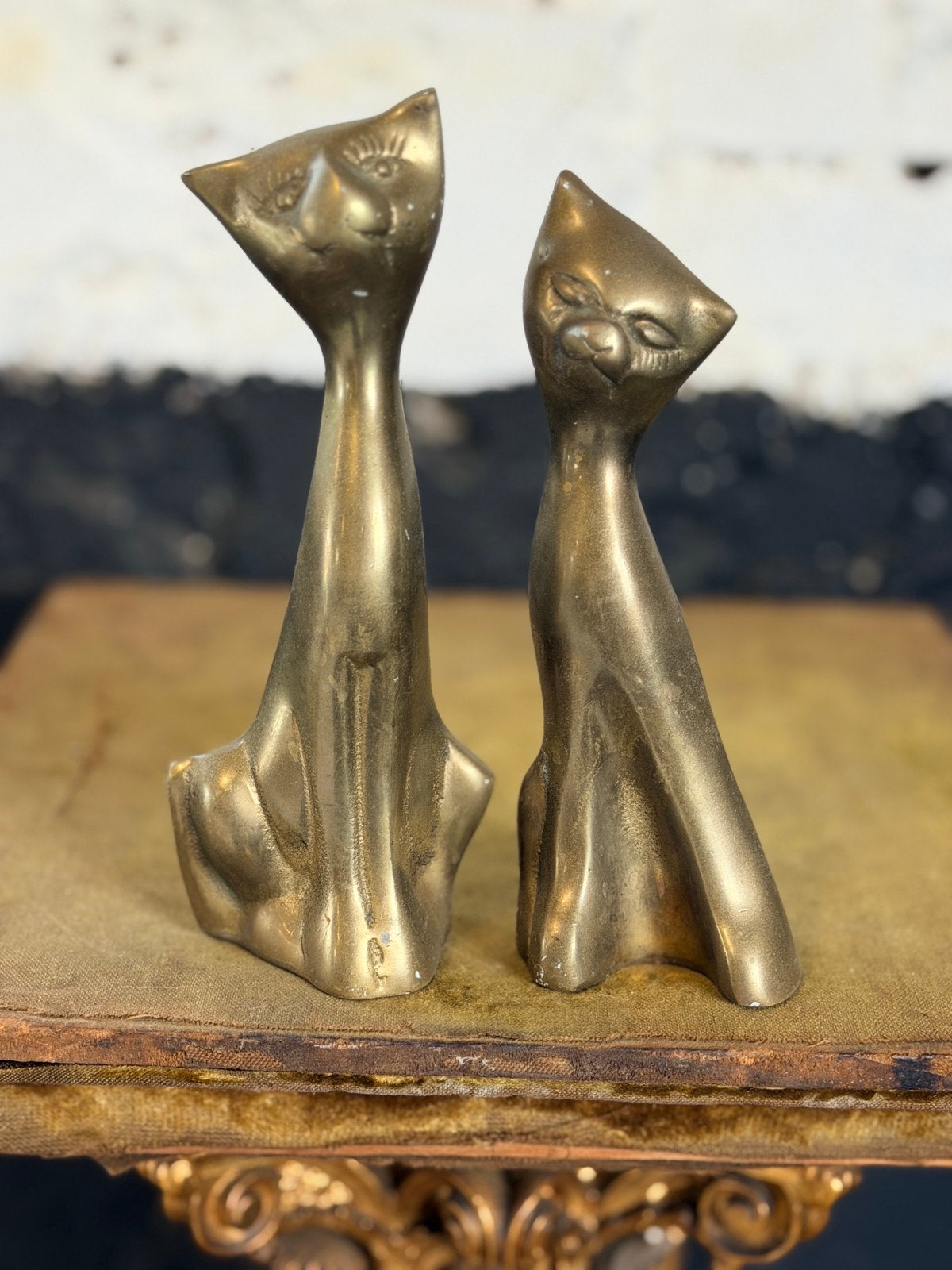 Set 2 vintage mid century messing katten poezen, Antiek en Kunst, Ophalen of Verzenden, Koper