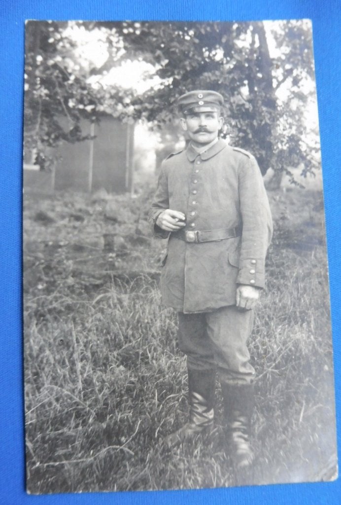 WO1 Feldpost/Fotokaart Duitse soldaat aan het front (T), Verzamelen, Ophalen of Verzenden, Landmacht, Duitsland, Foto of Poster