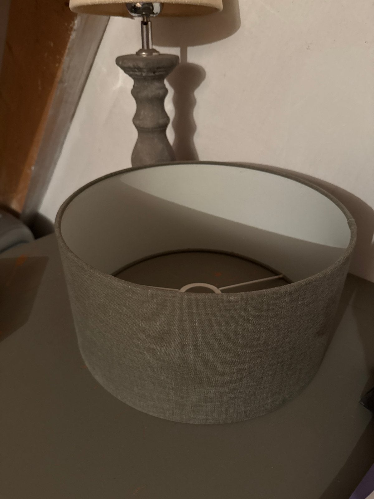 Linnen Lampenkap Warm Grijs - Potstal Valburg, Huis en Inrichting, Ophalen, Gebruikt, Grijs, Textiel