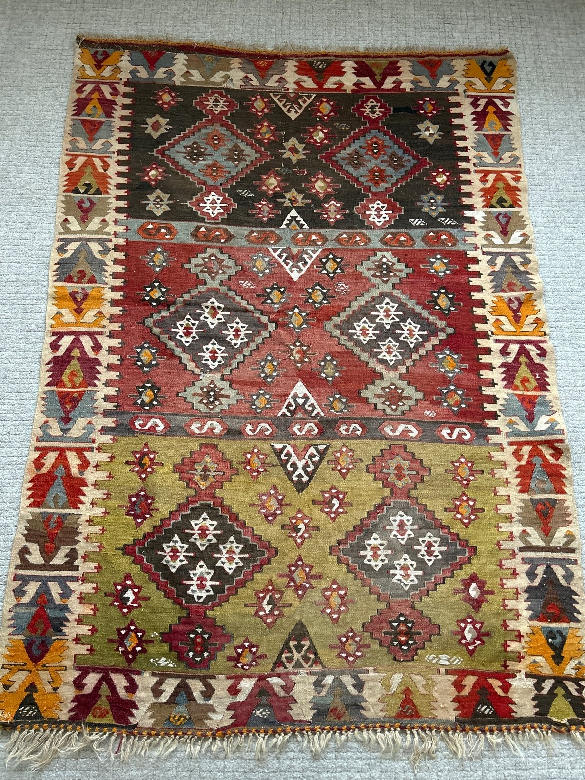 Vintage handgeweven Turkse Kelim tapijt, Ophalen of Verzenden