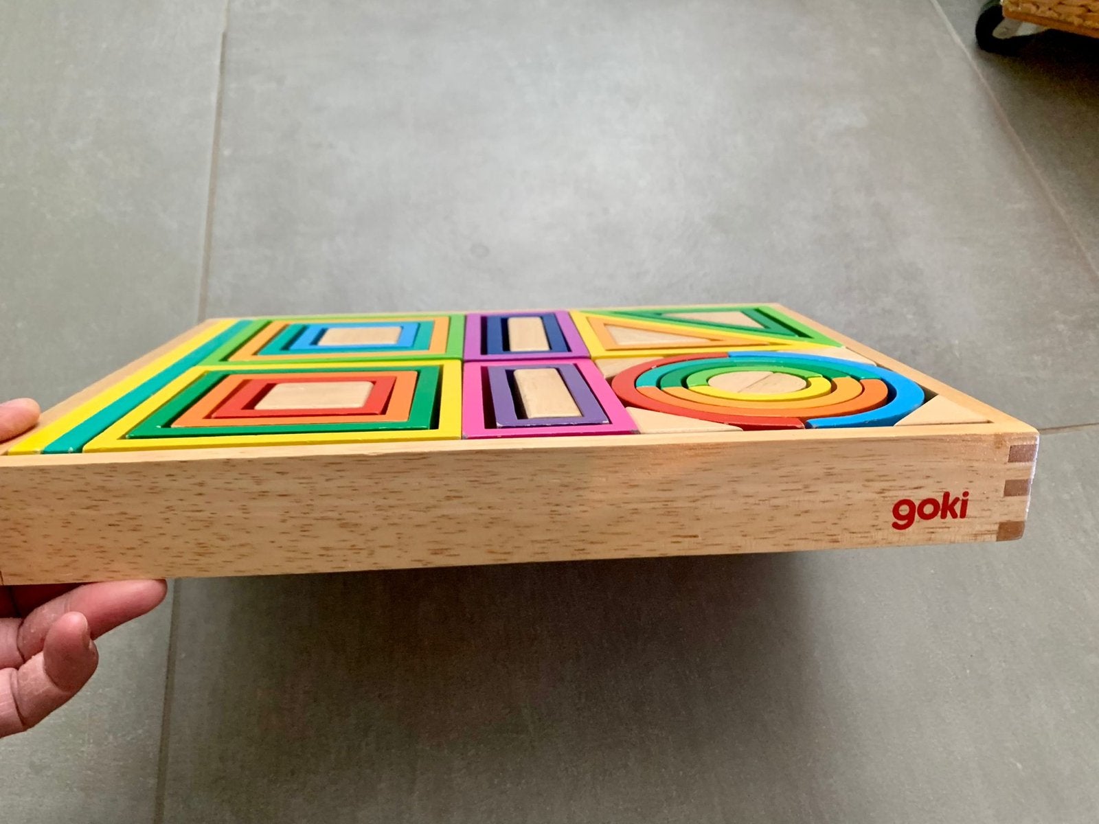 Goki Regenboog Bouwblokken Hout 38 Stuks, Ophalen of Verzenden, Zo goed als nieuw, Overige merken