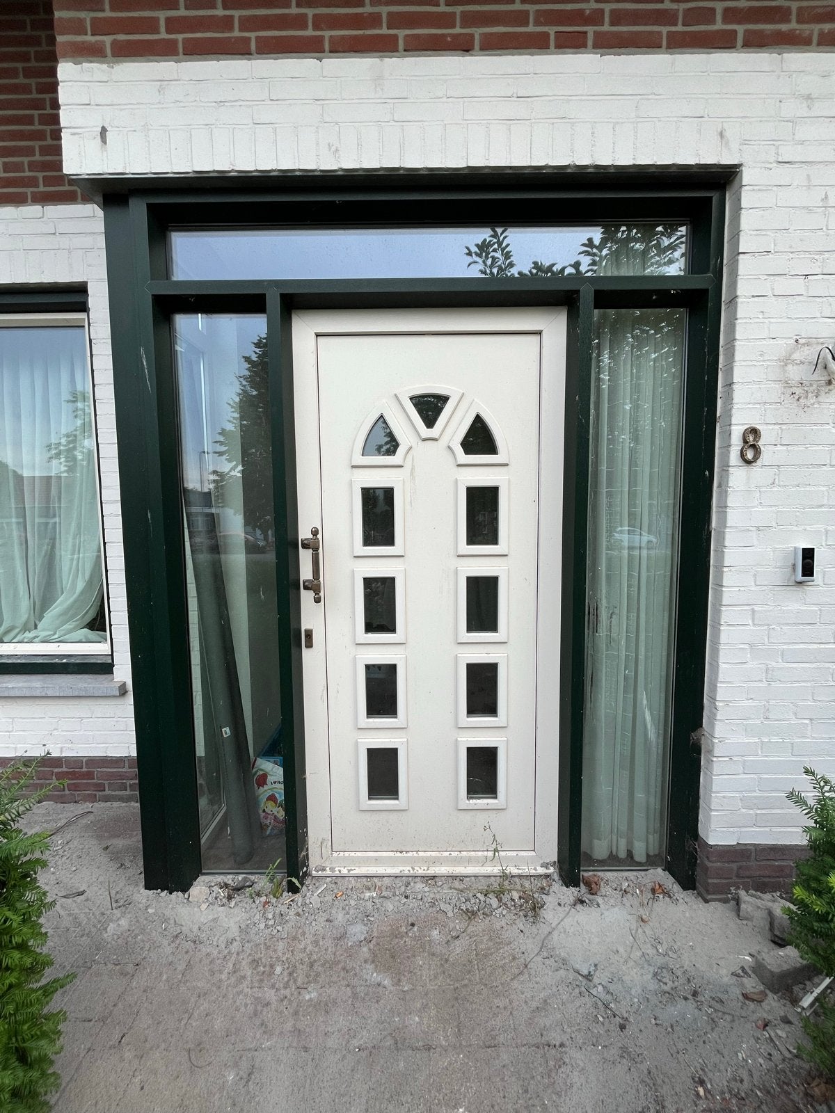 Buitendeur met kozijn en zijlichten - kunststof, Ophalen, Kunststof, Gebruikt, 120 cm of meer