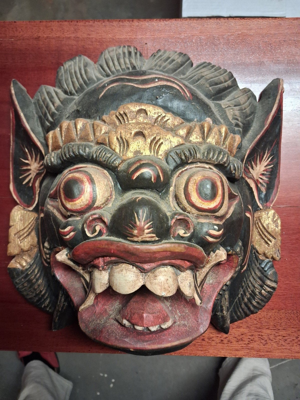 Vintage Balinees Barong masker - Handgesneden hout, Antiek en Kunst, Ophalen of Verzenden