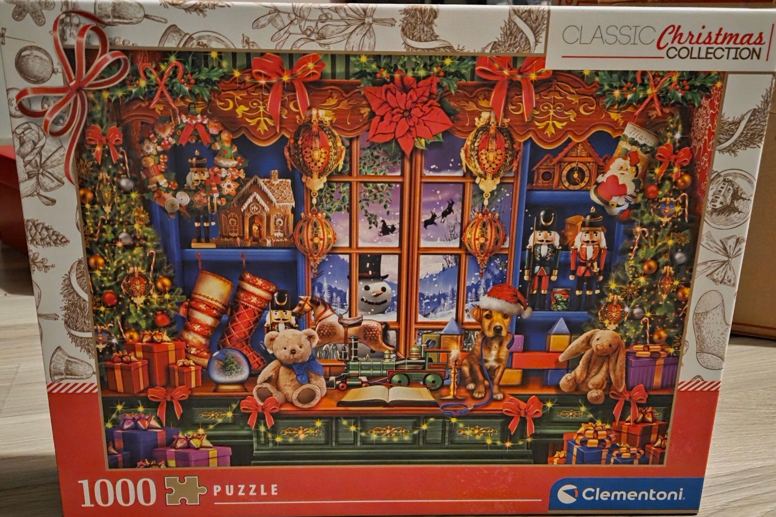 Clementoni kerstpuzzel zgan 1000 st, Ophalen of Verzenden, 500 t/m 1500 stukjes, Zo goed als nieuw, Legpuzzel