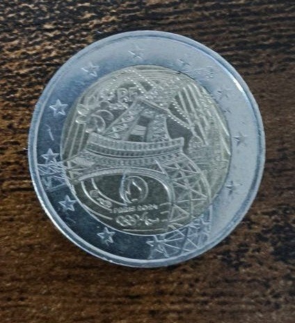 Herdenkingsmunt Olympische Spelen Parijs 2024, Ophalen, Frankrijk, 2 euro, Losse munt